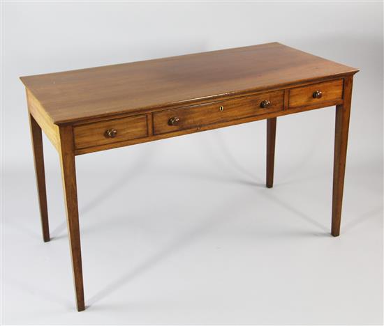 A George III mahogany rectangular writing table, W.3ft 10in.